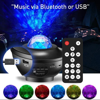 Colorful Starry Sky Galaxy Projector Nightlight Child Bluetooth Usb Music Player Star Night Light Romantic Projection Lamp Gifts(with Remote )