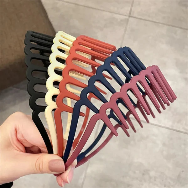 (pack Of 2 ) Comb Plastic Hair Bands Plastic Non Slip Wave Hairbands, Womens Comfortable Head Bands (random Color)